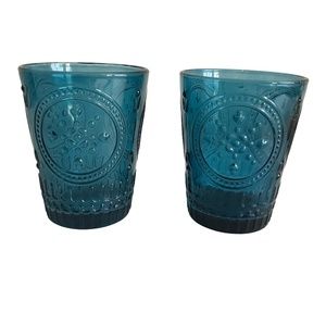 Teal Glass Tumblers (set of two)